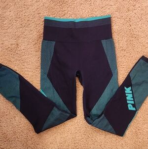 Victoria Secret Pink Cool & ComfyWomens Blue Seamless Leggings Size Small